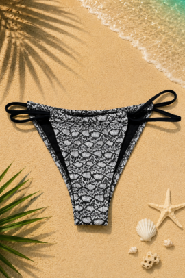 ANIMAL PRINT BIKINI BOTTOM ΜΑΥΡΟ
