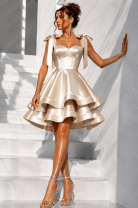 ΣΑΤΕΝ GIRLY MINI DRESS ΜΠΕΖ