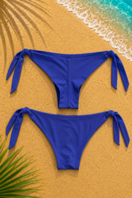 SLIP BIKINI BRAZILIAN ΜΕ ΠΛΑΪΝΑ ΔΕΣΙΜΑ ΜΠΛΕ ΣΚΟΥΡΟ