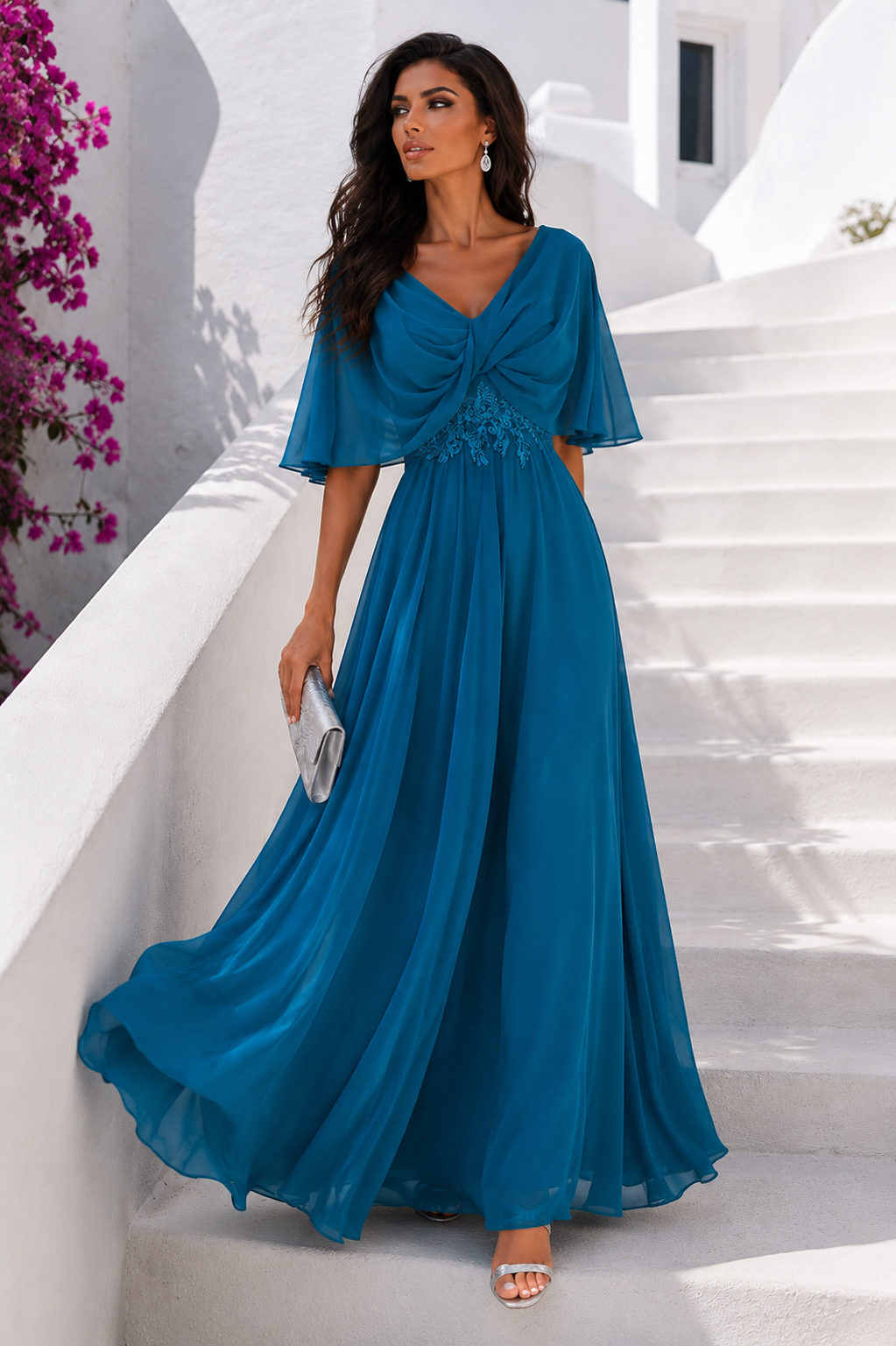 ΦΟΡΕΜΑ ΜΑΞΙ PLUS SIZE ΜΕ ΔΙΑΦΑΝΕΙΑ ΚΑΙ ΚΕΝΤΗΜΑ ΣΤΗ ΜΕΣΗ – ΠΕΤΡΟΛ - Image 2