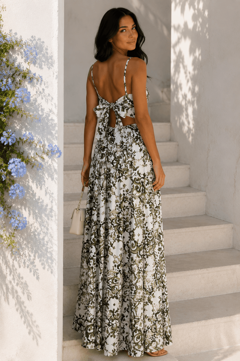 ROMANTIC ANIMAL MAXI DRESS ΜΕ ΦΙΟΓΚΟ ΠΛΑΤΗΣ ΧΑΚΙ - Image 2