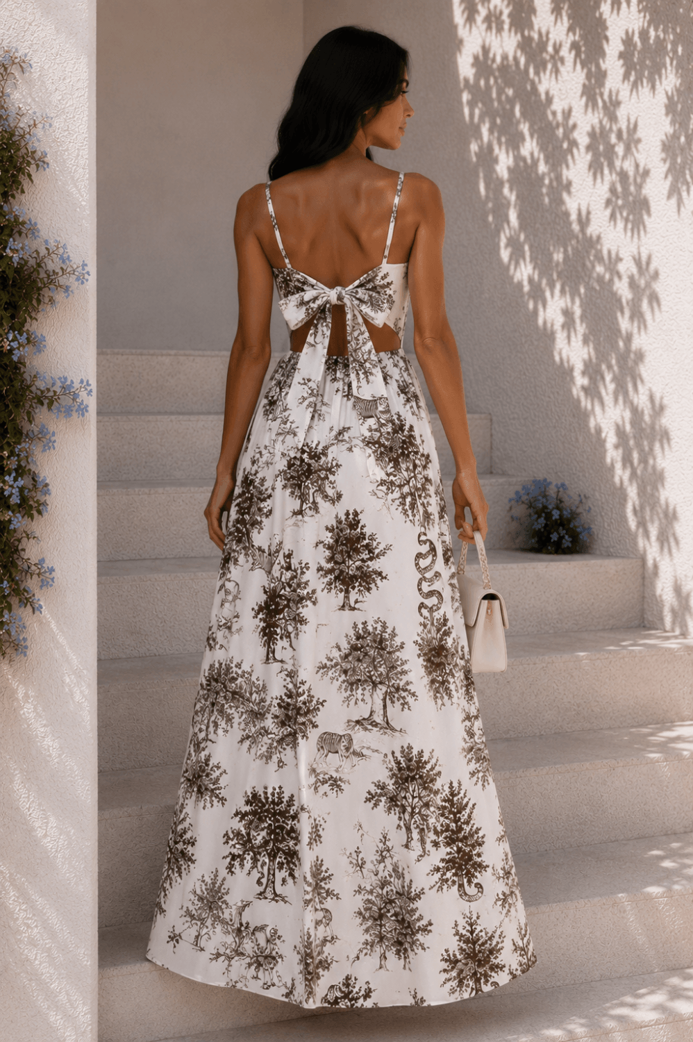 ROMANTIC ANIMAL MAXI DRESS ΜΕ ΦΙΟΓΚΟ ΠΛΑΤΗΣ ΚΑΦΕ - Image 2