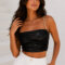 METALLIC SHINE CROP TOP ΜΕ STRASS ΤΙΡΑΝΤΕΣ